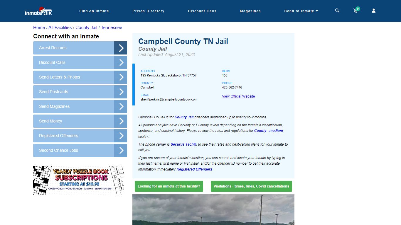 Campbell County TN Jail - Inmate Locator - Jacksboro, TN